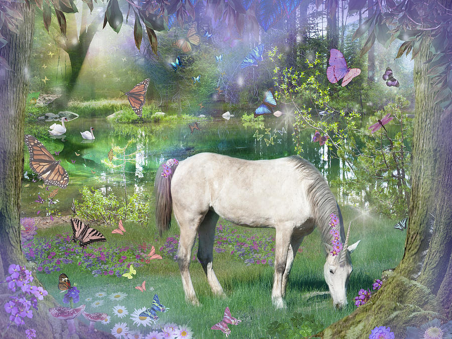 Unicorn Photograph - Emerald Unicorn Variant 1 by MGL Meiklejohn Graphics Licensing