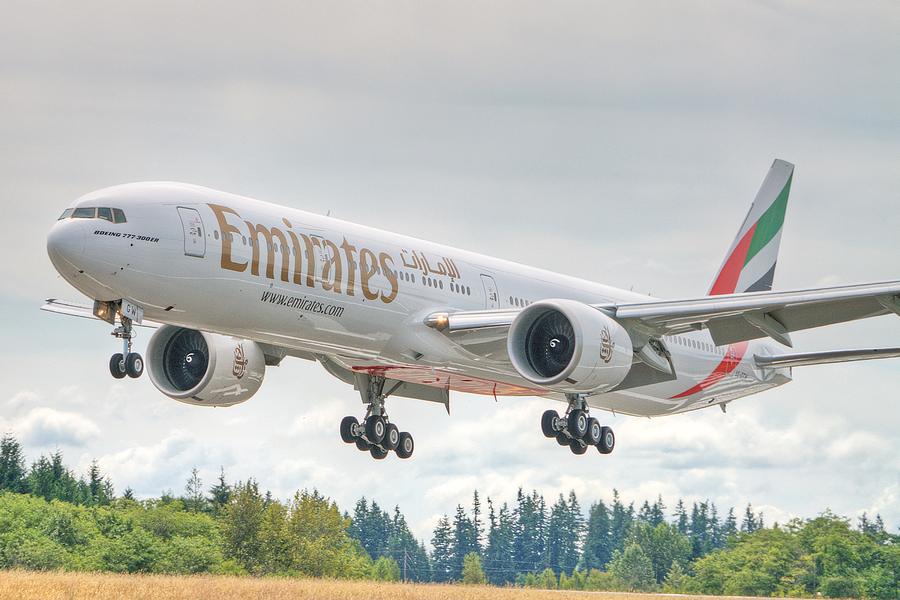 Jet Photograph - Emirates 777 by Jeff Cook