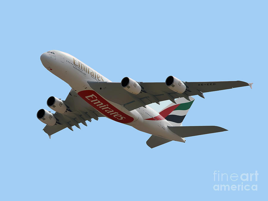 Airplane Photograph - Emirates Airlines Airbus A380-861 by Graham Taylor