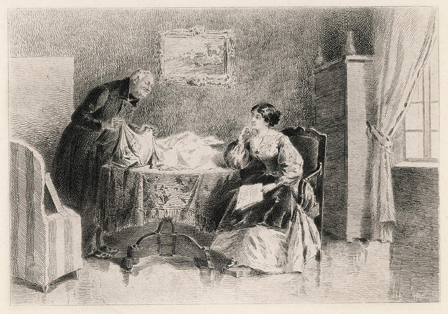 Flaubert Drawing - Emma & Monsieur Lheureux, The by Mary Evans Picture Library Flaubert Drawing - Emma & Monsieur Lheureux, The by Mary Evans Picture Library
