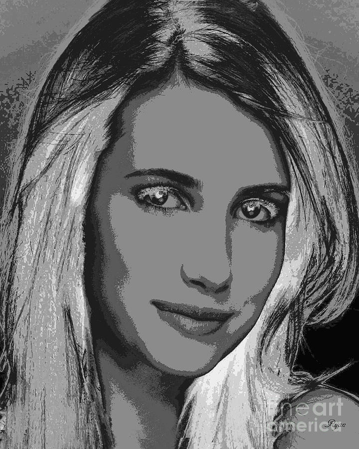 Emma Roberts Sketch Digital Art by Dalon Ryan