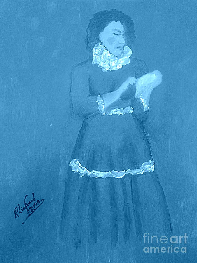 Emma Smith Pioneer Woman 3 Blue Painting by Richard W Linford