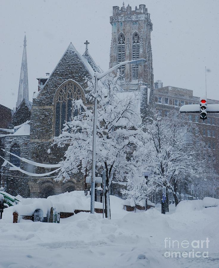 Emmanuel Church, Mount Vernon,  Baltimore During The Big Blizzard Photograph by Marcus Dagan