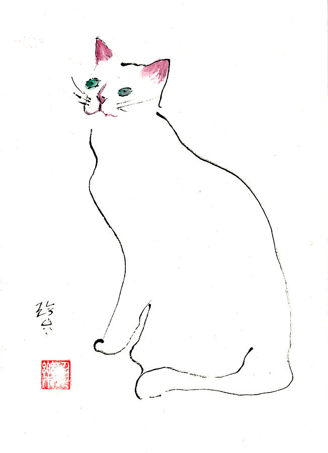 Sumi Drawing - Emmit by Janet Gunderson