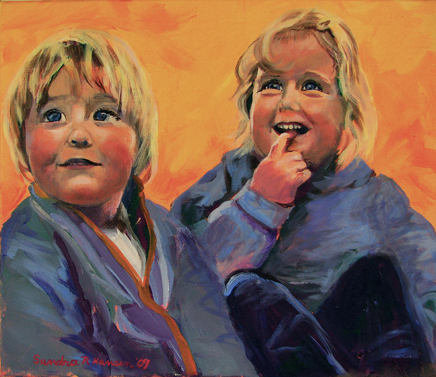 Emmy and Axel Commissioned Portrait Painting by Art Nomad Sandra  Hansen