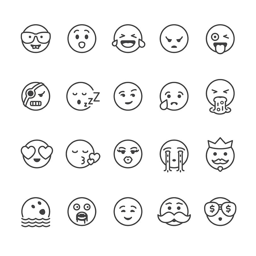 Emoji face vector icons Drawing by Lushik