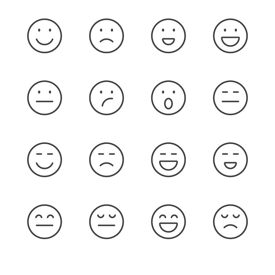 Emoji Icons set 1 | Black Line series Drawing by Calvindexter