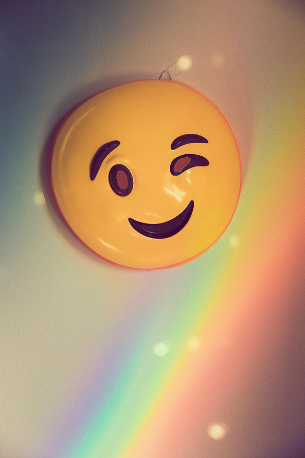 Emoji Wink Face Winking Face With Rainbow Photograph by Jena Ardell