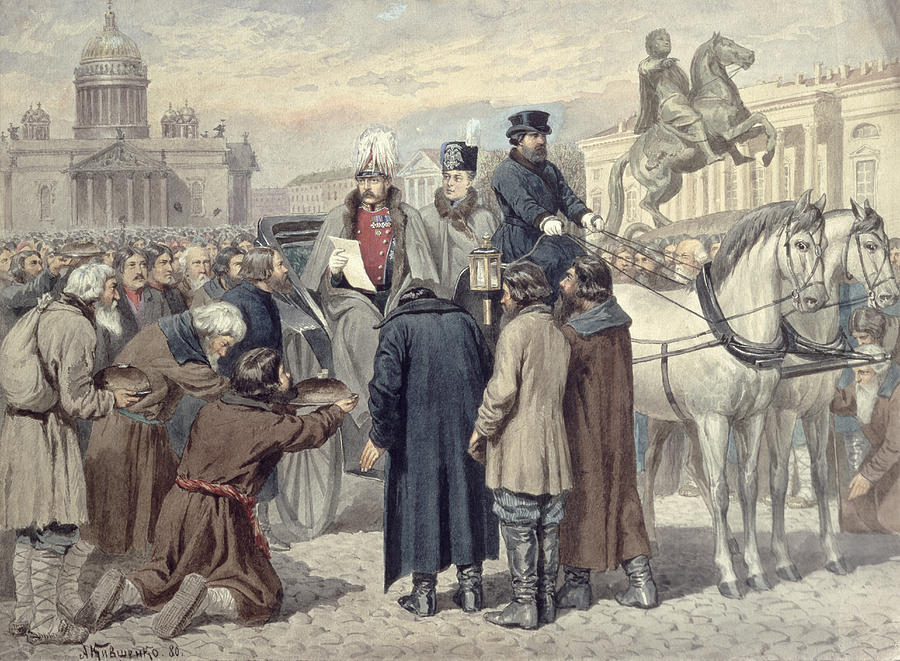 Horse Photograph - Emperor Alexander II Proclaiming The Emancipation Reform Of 1861, 1880 Colour Litho by Aleksei Danilovich Kivshenko