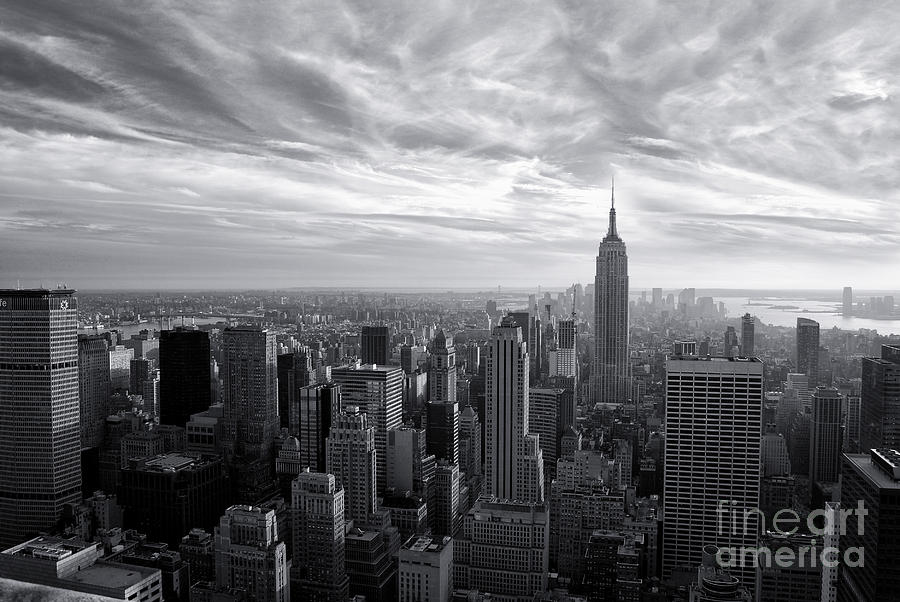New York City Photograph - Empire State Building and Midtown Manhattan Black and White by Sabine Jacobs