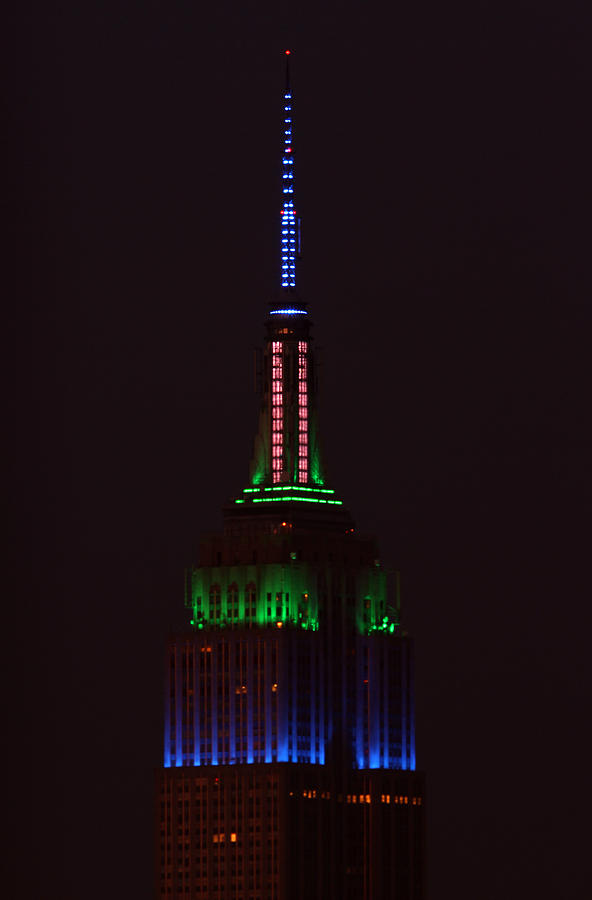Empire State Building Lid up in Colors of Seattle Seahawks Super Bowl Champions Photograph by Juergen Roth