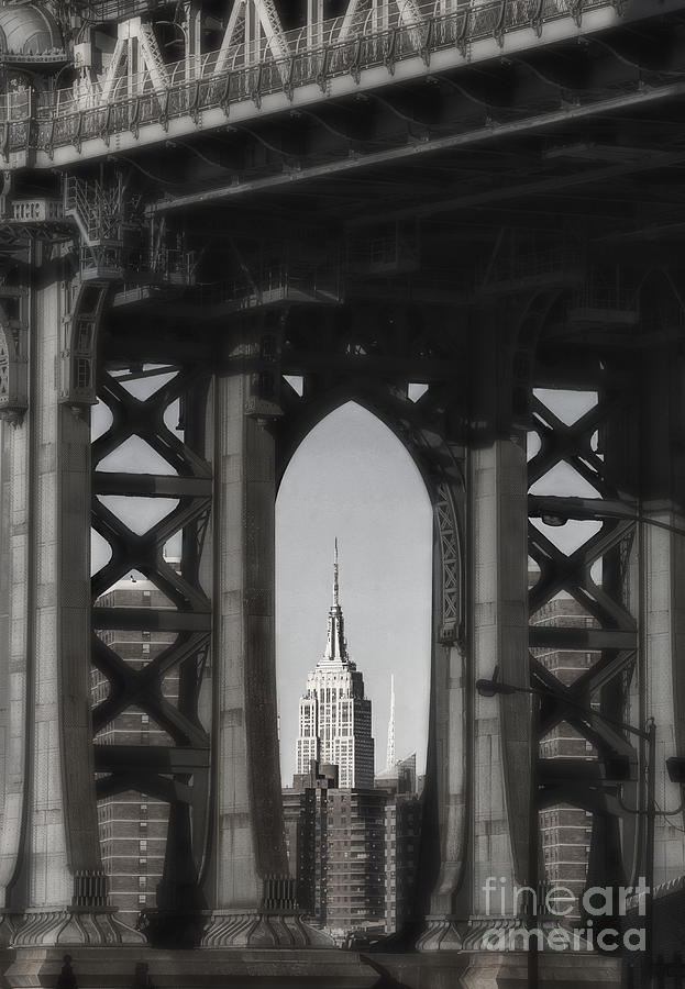 Empire State Building through Manhattan Bridge Photograph by Keith Kapple