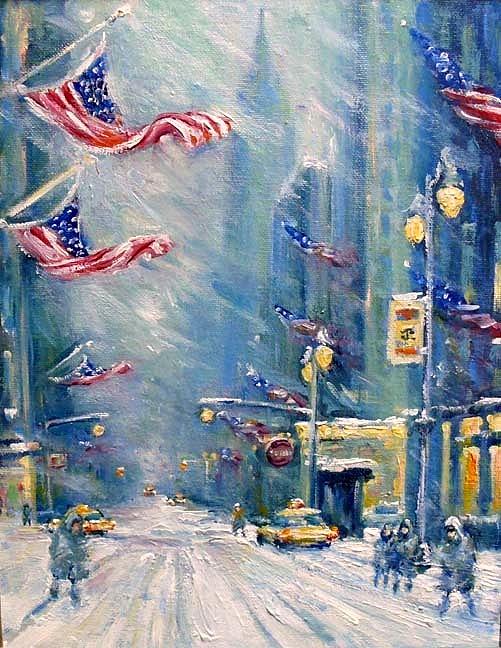 Empire State In A Blizzard Painting by Philip Corley