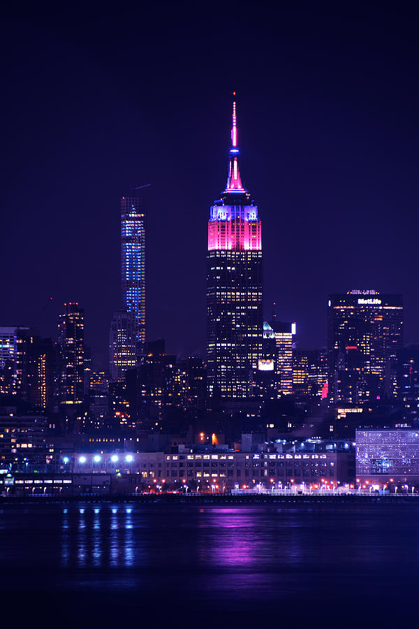Empire State Building in Pink and Purple Photograph by Raymond Salani III
