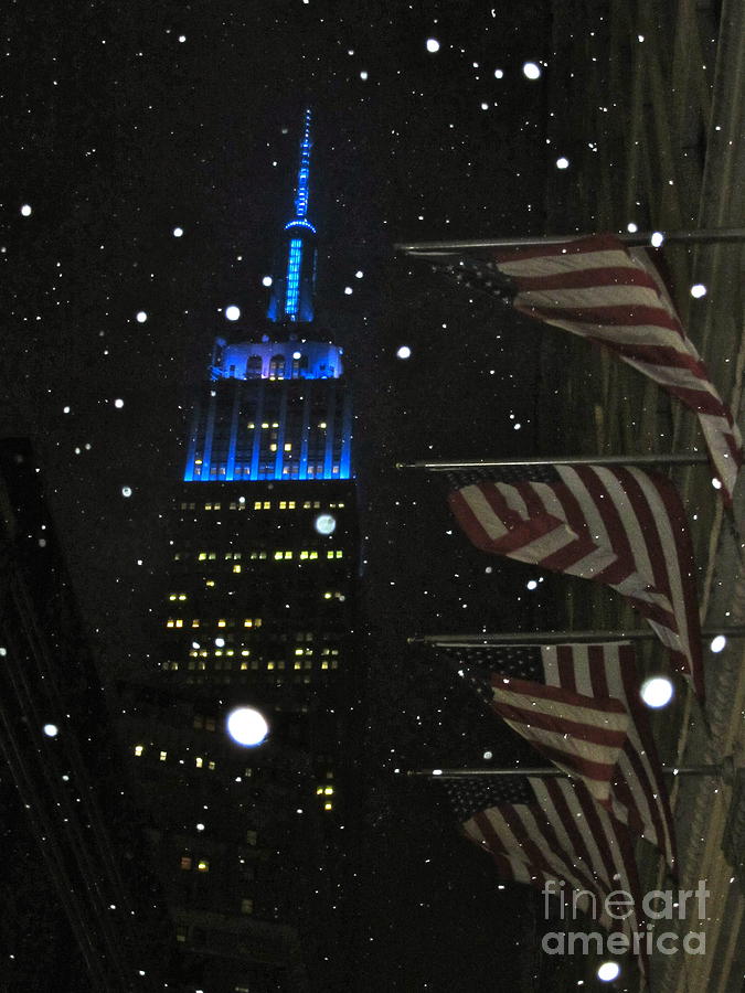 Empire State with Snowflakes Photograph by Maritza Melendez