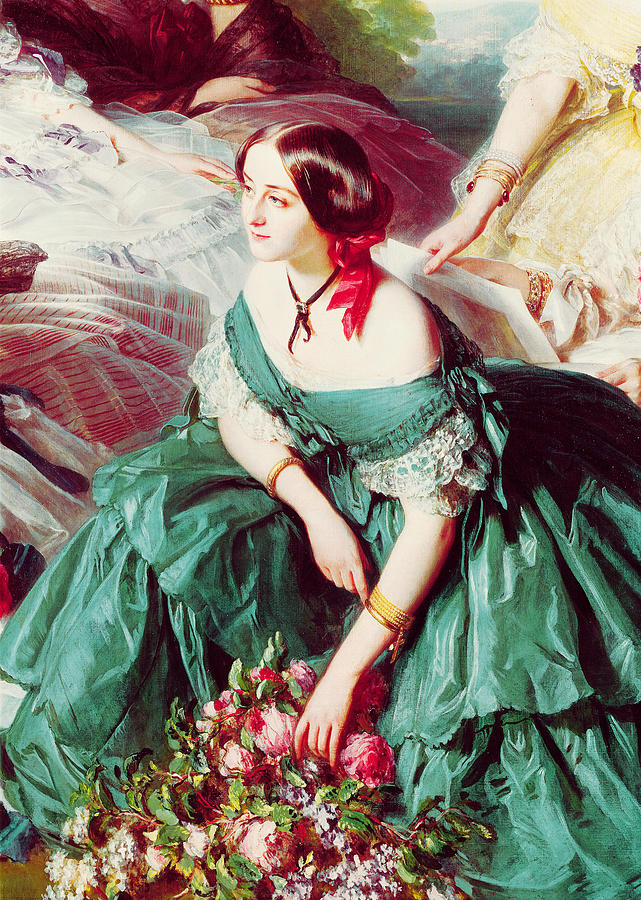 Flower Photograph - Empress Eugenie And Her Ladies In Waiting, Detail Of The Marquise Of Montebello, 1855 Oil On Canvas by Franz Xaver Winterhalter