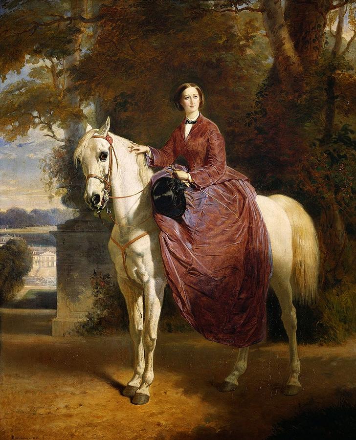 Horse Painting - Empress Eugenie on horseback by Celestial Images