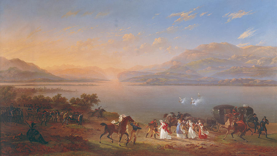Carriage Photograph - Empress Josephine 1763-1814 Arriving To Visit Napoleon 1769-1821 In Italy On The Banks Of Lake by Hippolyte Lecomte
