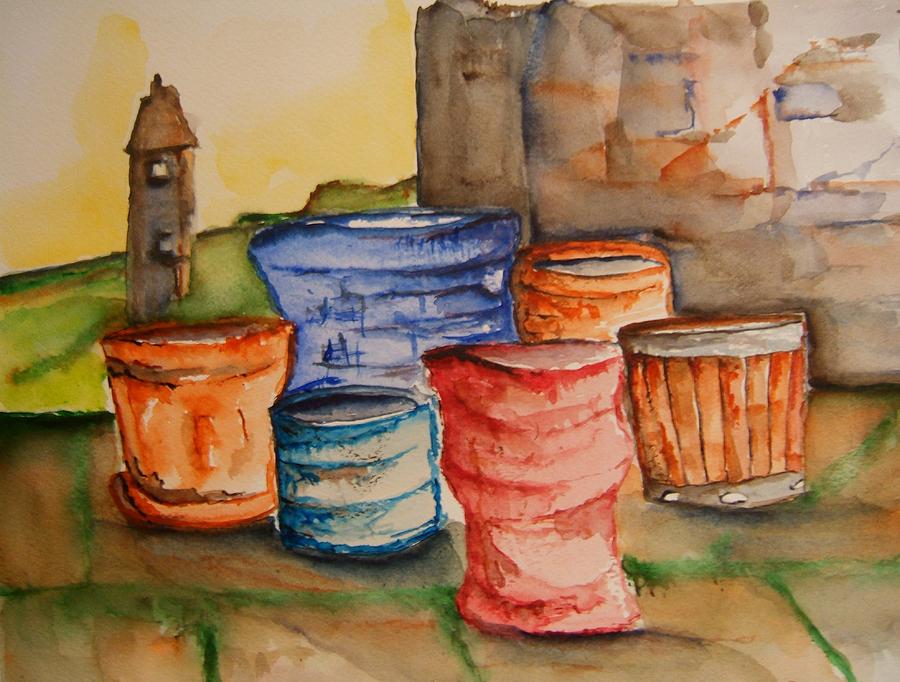 Emptied Planters Painting by Elaine Duras