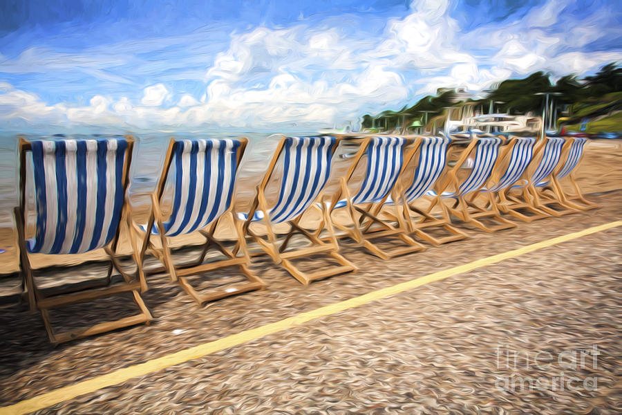 Deckchair Photograph - Empty deckchairs at Southend on Sea by Sheila Smart Fine Art Photography