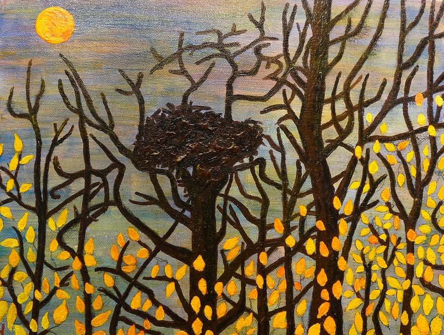 Empty Eagels Nest Painting by Douglas W Warawa