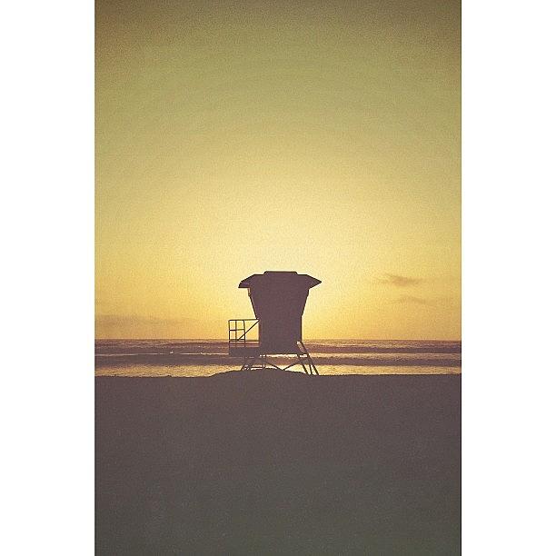 Sunset Photograph - Empty Lifeguard Tower by Alex Mortensen
