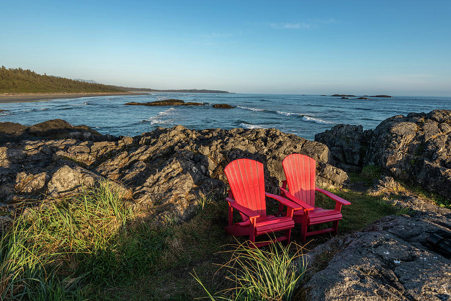Empty Red Chairs At Coast, Pacific Rim Photograph by Panoramic Images