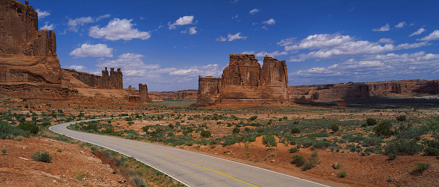 Arches National Park Photograph - Empty Road Running Through A National by Panoramic Images