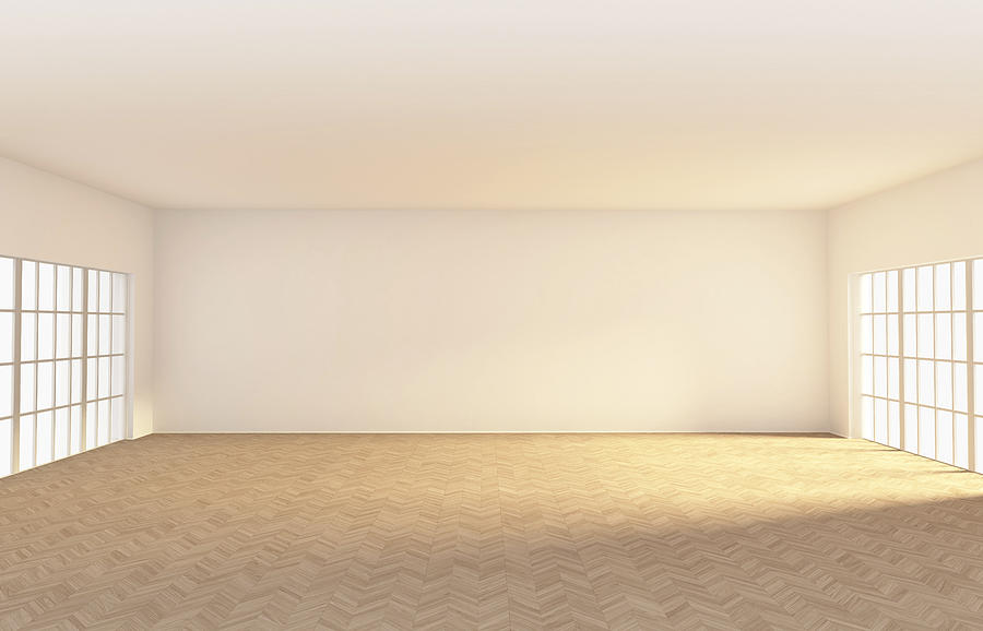 Empty room with parquet, 3d rendering Drawing by Westend61