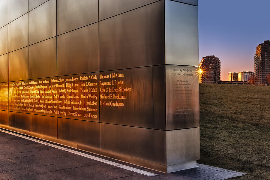 Sunset Photograph - Empty Sky NJ 911 Memorial  by Susan Candelario