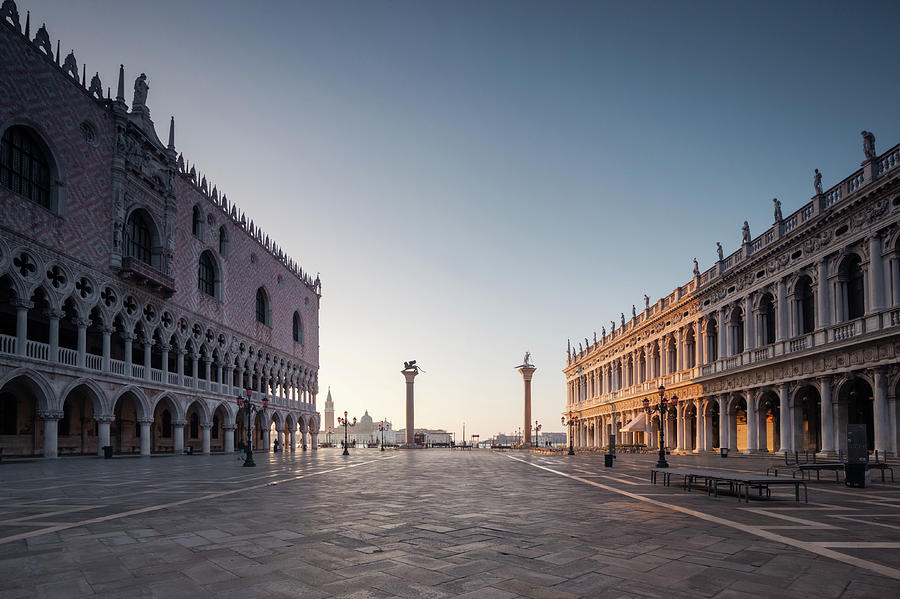 Empty St Marks Square At Sunrise Photograph by Matteo Colombo