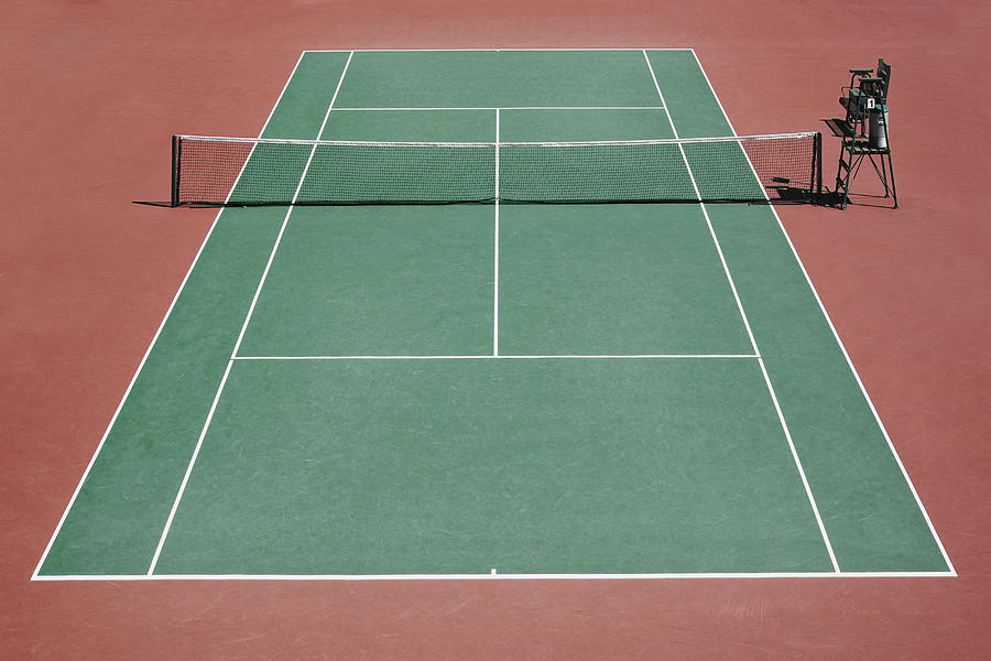 Empty tennis court and umpires chair. Photograph by David Madison
