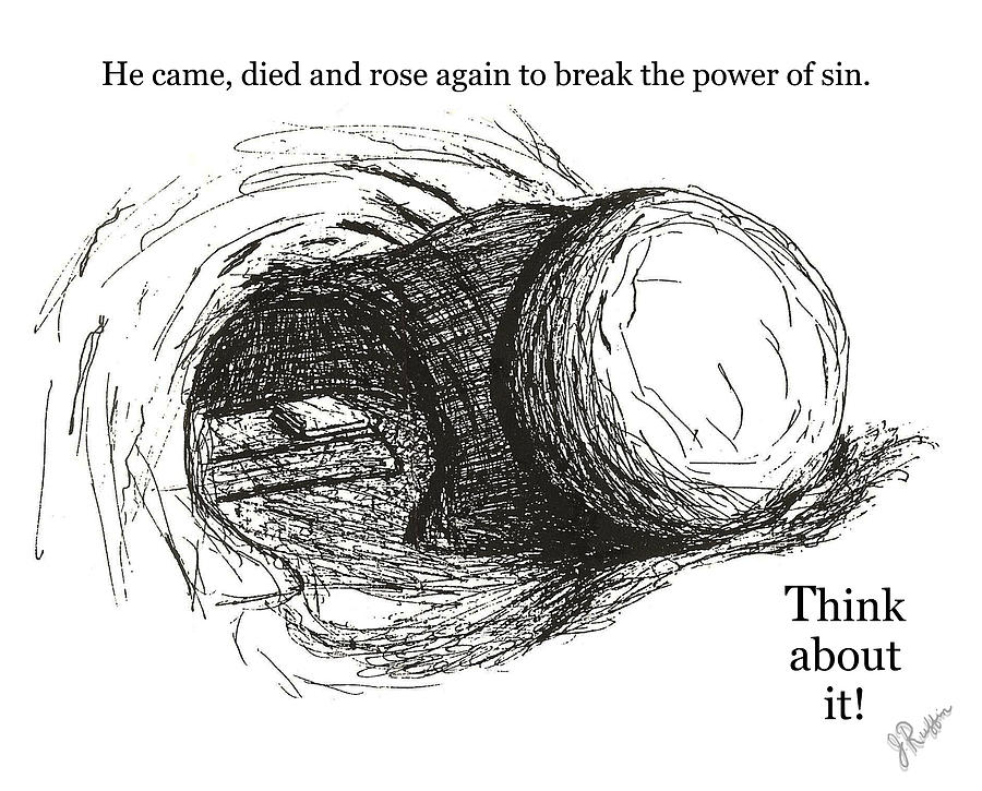 Empty Tomb Drawing by Jerry Ruffin
