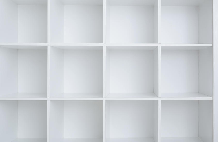 Empty white shelf cabinet Photograph by Arman Zhenikeyev