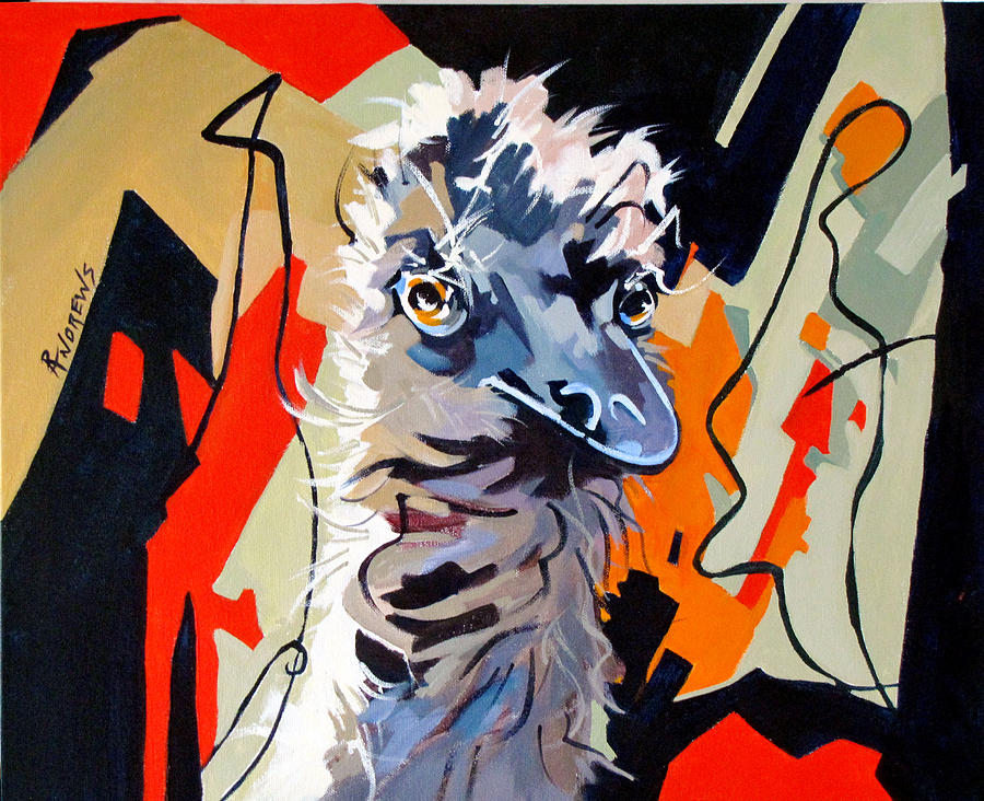 Emu Design in Acrylic Painting by Rae Andrews
