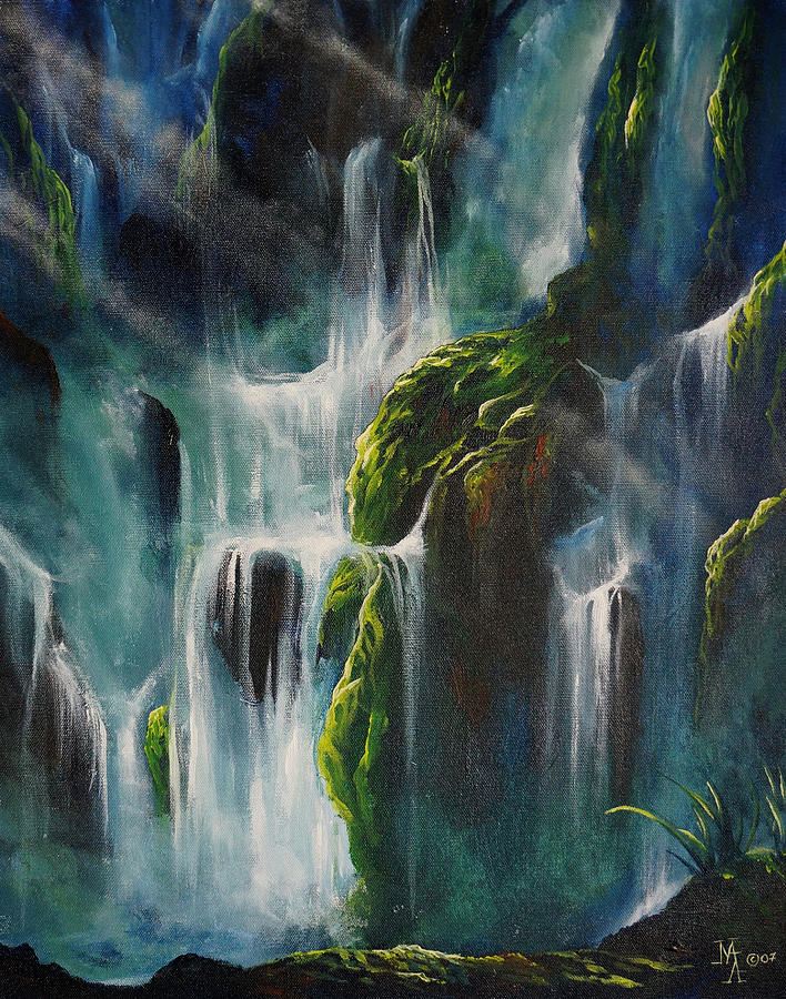 Waterfall Painting - Enchanted by Marco Aguilar