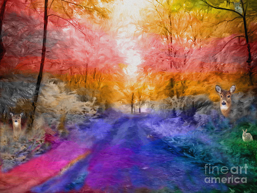 Trees Digital Art - Enchanted Rainbow Forest by Heinz G Mielke Trees Digital Art - Enchanted Rainbow Forest by Heinz G Mielke