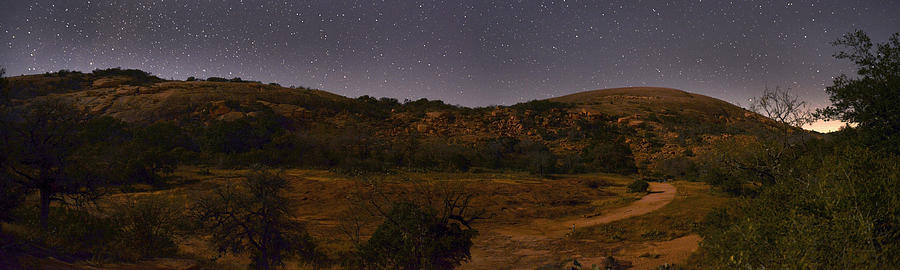 Enchanted Rock Night Panorama-001 Photograph by Mark Langford