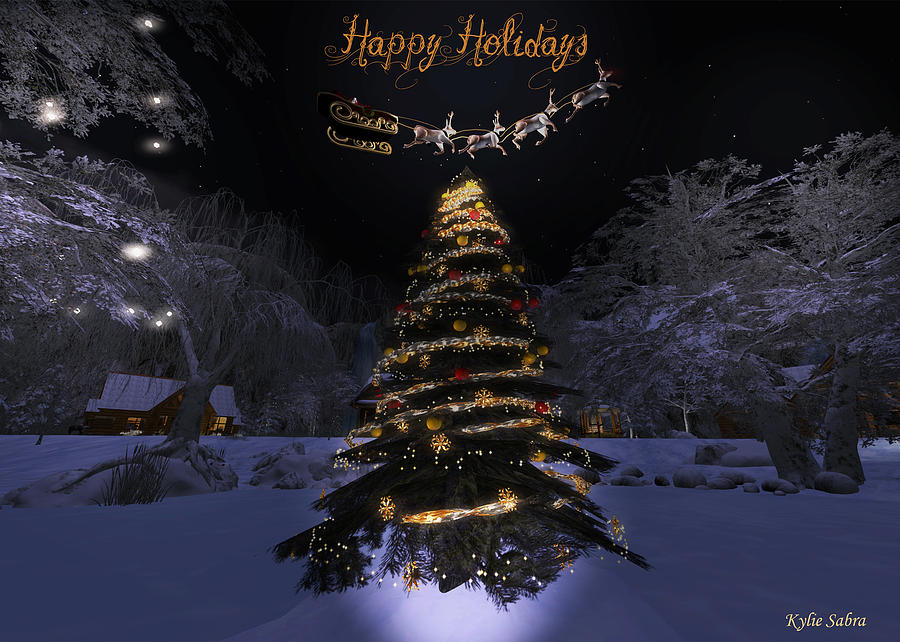 Christmas Digital Art - Enchanted Village Christmas Card by Kylie Sabra