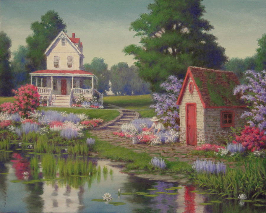 Flower Painting - Enchanting Homestead by Barry DeBaun