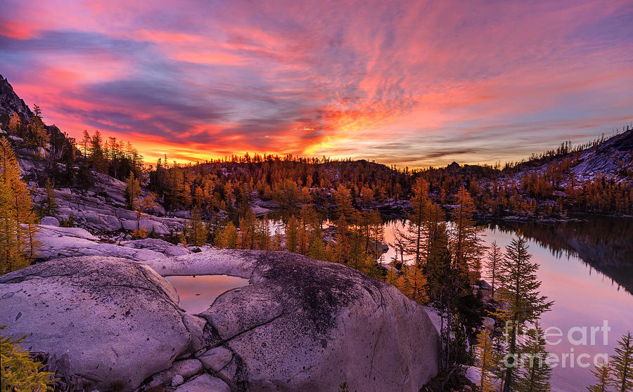 Enchantments Photograph - Enchantments Golden Fall Colors by Mike Reid
