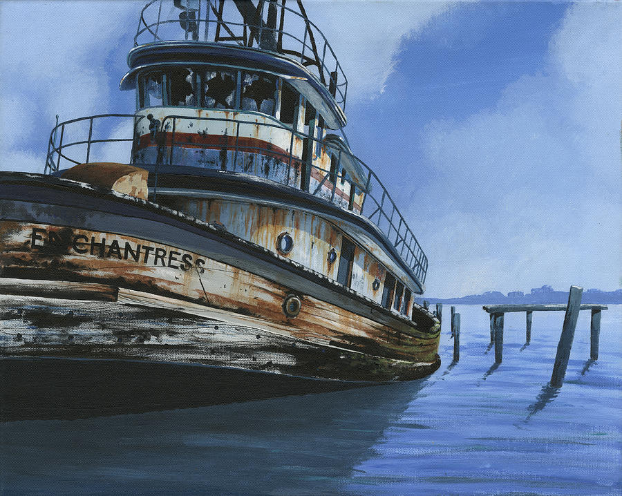 Boat Painting - Enchantress by John Wyckoff