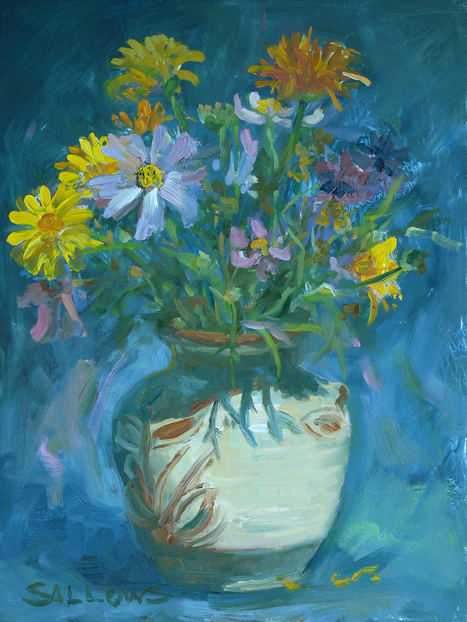 End of Season Wildflowers Painting by Nora Sallows