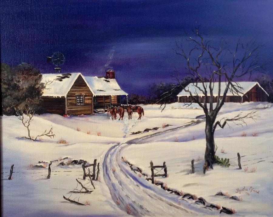 Winter Painting - End Of The Day by Martha Efurd