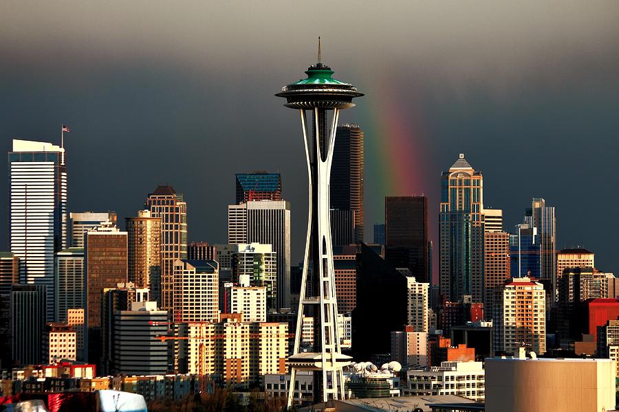 Seattle Photograph - End of the Rainbow by Benjamin Yeager