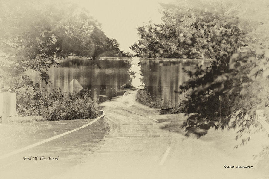 Black And White Photograph - End Of The Road Merged Image by Thomas Woolworth