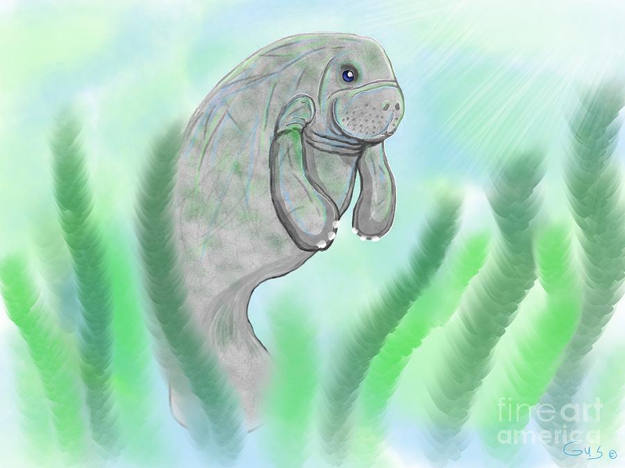 Endangered Manatee Painting by Nick Gustafson