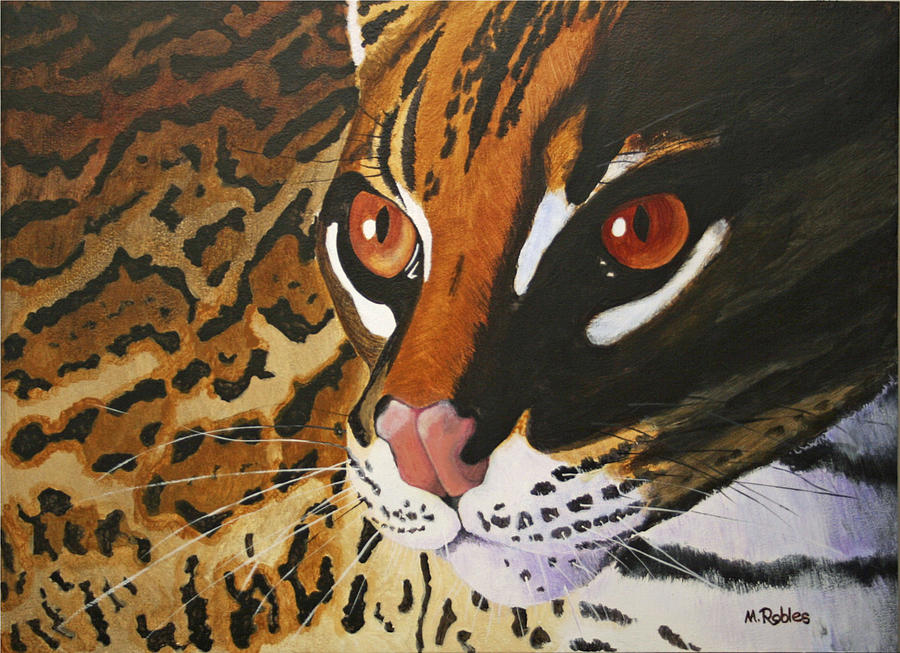 Endangered - Ocelot Painting by Mike Robles