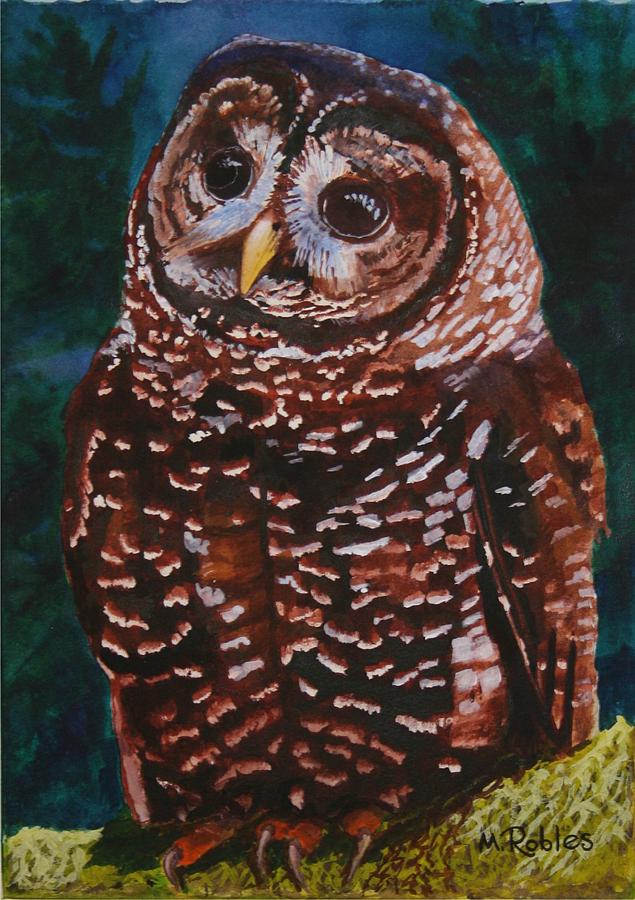 Endangered - Spotted Owl Painting by Mike Robles