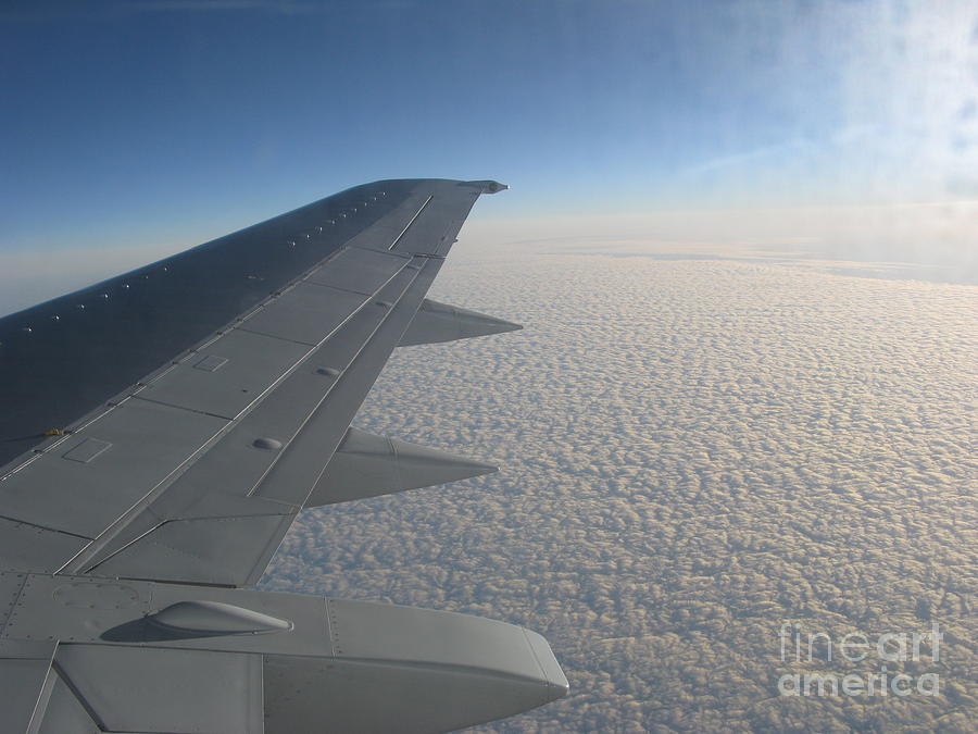 Transportation Photograph - Endless Cotton Cloud Under The Wing by Ausra Huntington nee Paulauskaite